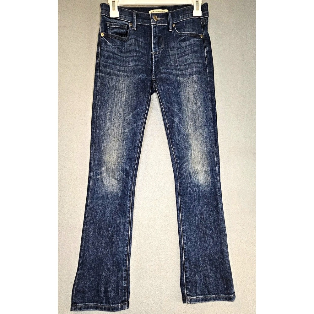 Banana Republic Premium Denim Straight Leg Jeans Women's Size 24 Petite 00 Blue
